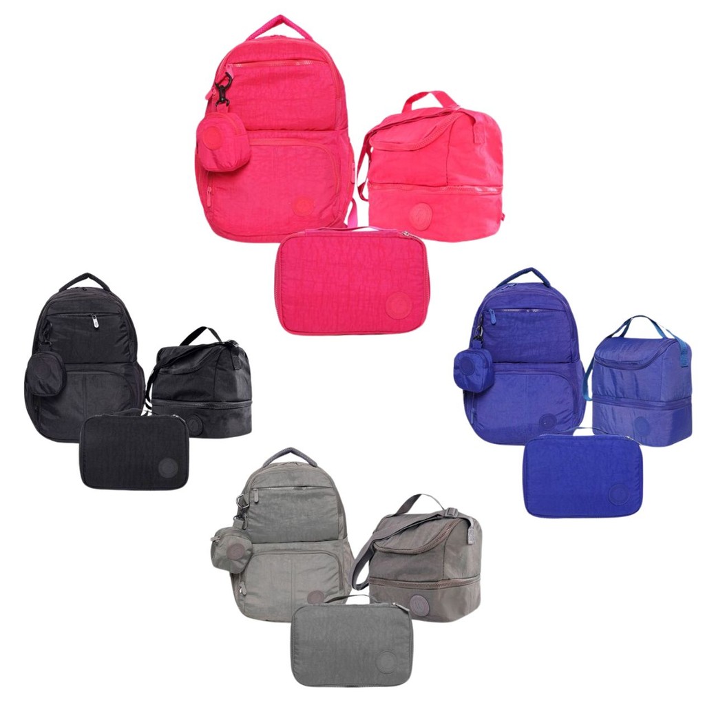 Jogo 3 Peças Mochila Estojo Lancheira Térmica Escolar Viagem Estilo