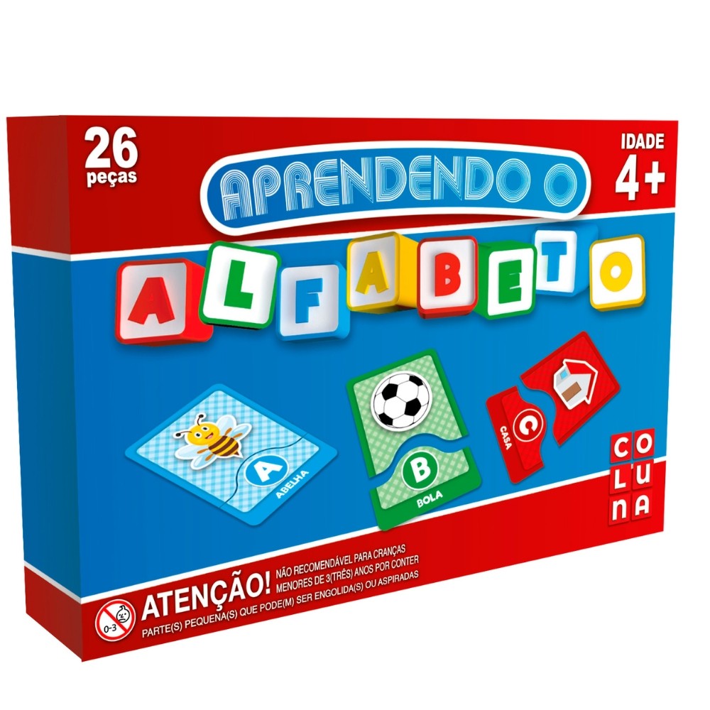 Jogo Aprendendo O Alfabeto 26 Peças Coluna Aprender Palavras Frases