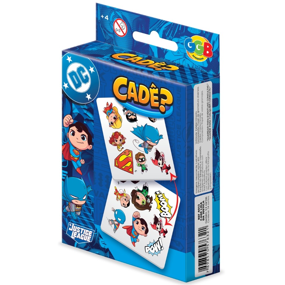 Jogo Cadê? Liga DA Justiça 54 Cartas Ggb Brinquedos Raciocínio Achei