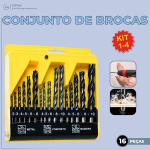 Jogo de Brocas para Madeira Concreto Metal Videa Furadeira Uso