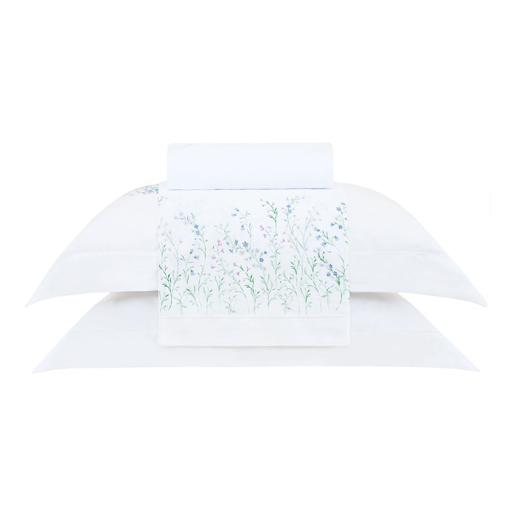 Jogo de Cama Casal Cetim 300 Fios Buddemeyer Vision Blue Daisy 100%