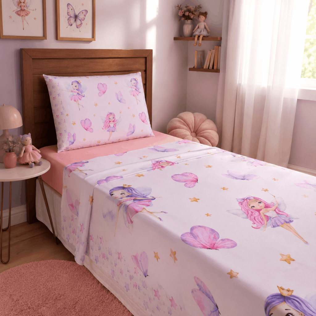 Jogo de Cama Infantil 3 Peças Várias Estampas Dino Princesa Futebol