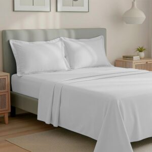 Jogo de Cama Queen 300 Fios Percal Algodão com Bordado 4 Peças BF