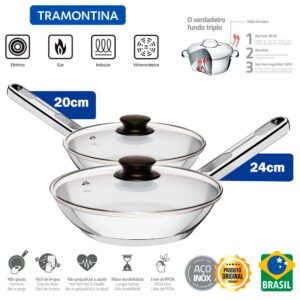Jogo de Frigideira Tramontina Allegra 20 e 24cm Aço Inox Fundo Triplo