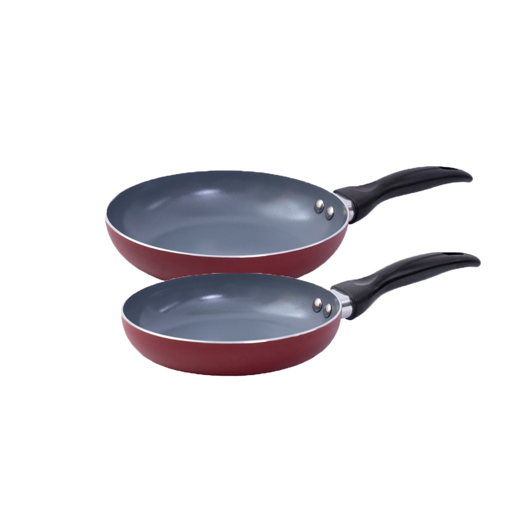 Jogo de frigideiras antiaderente cerâmica 2 peças vermelha Oikos — Cozinha e Utensílios