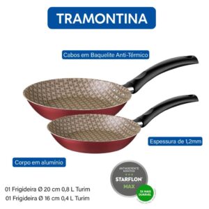 Jogo de Frigideiras Tramontina Turim em Alumínio Antiaderente