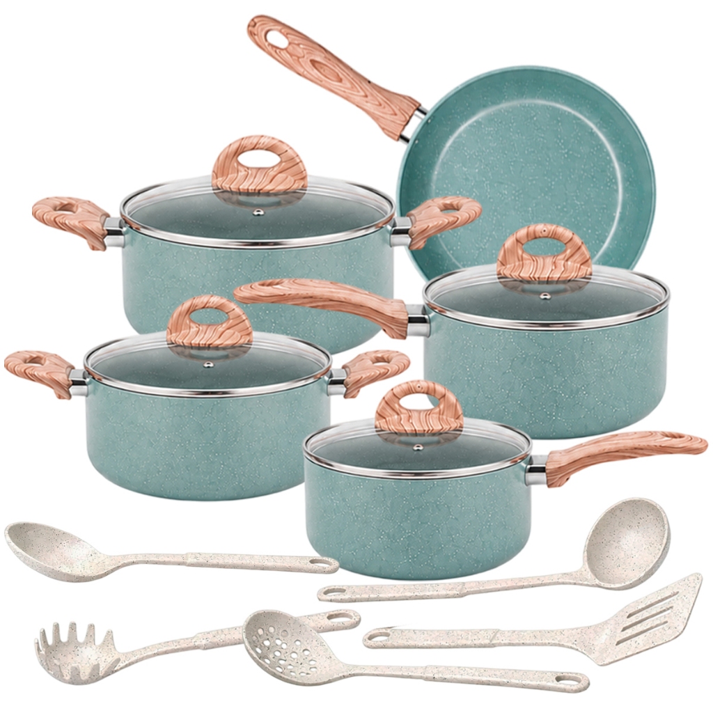 Jogo de Panelas 10 Peças Brinox Ceramic Life Botanika Com Indução e — Cozinha e Utensílios