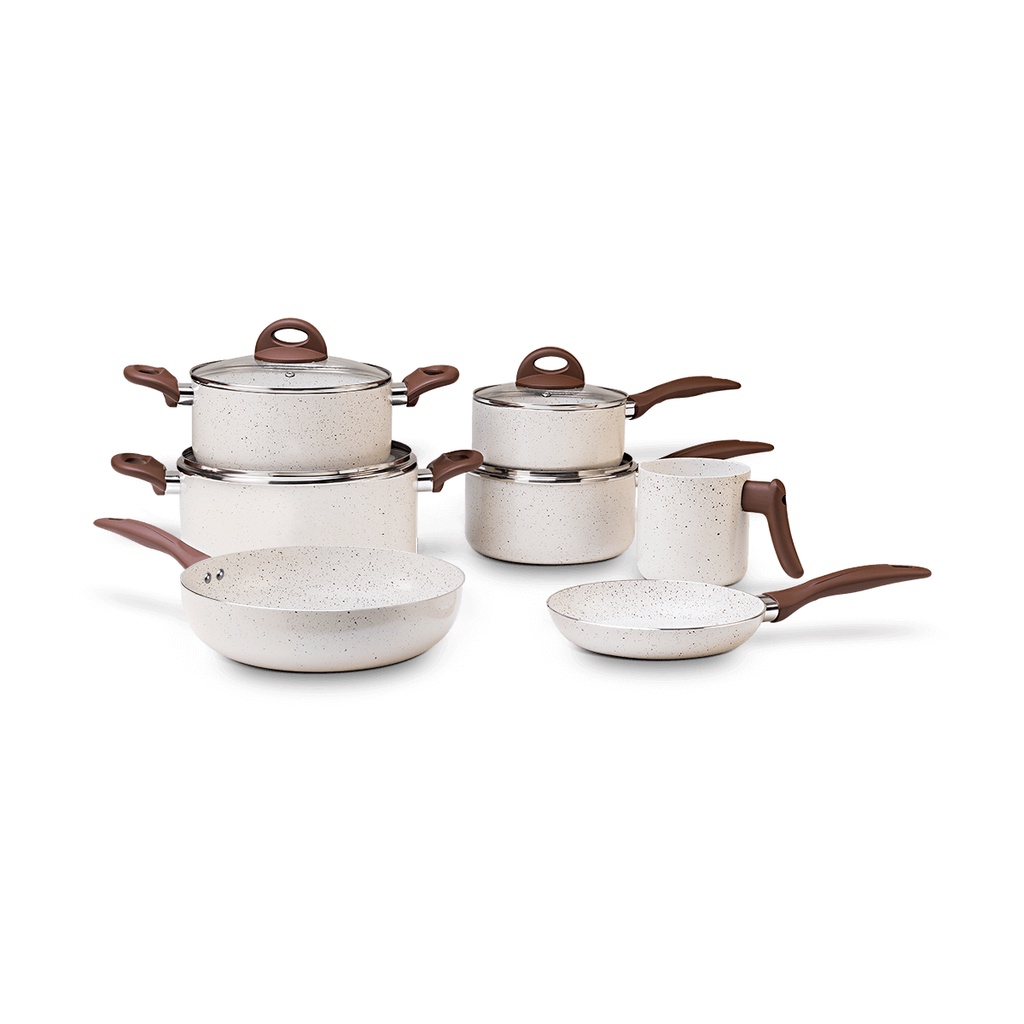 Jogo de Panelas 7 peças Vanilla Brinox Antiaderente Cerâmico Ceramic