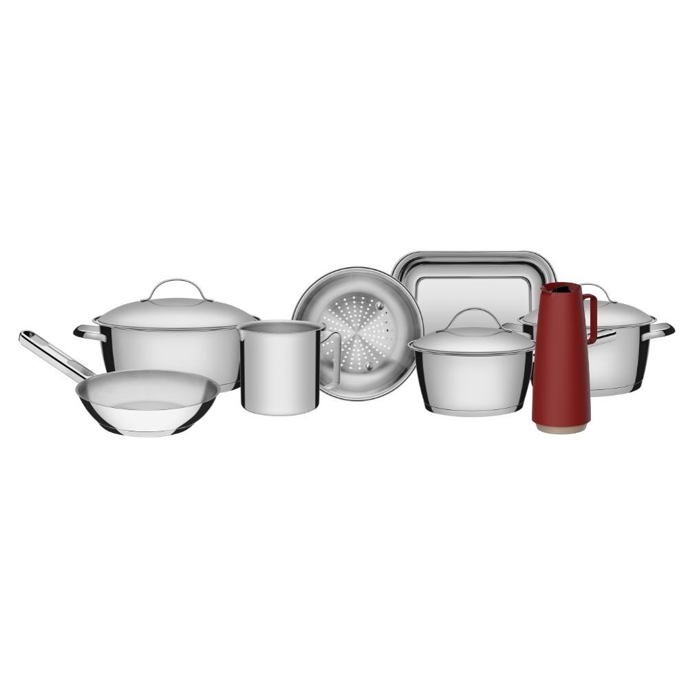 Jogo De Panelas 8 Peças Allegra Aço Inox Tramontina — Cozinha e Utensílios