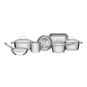 Jogo De Panelas Allegra Aço Inox Fundo Triplo Tampas De Inox 7 Peças