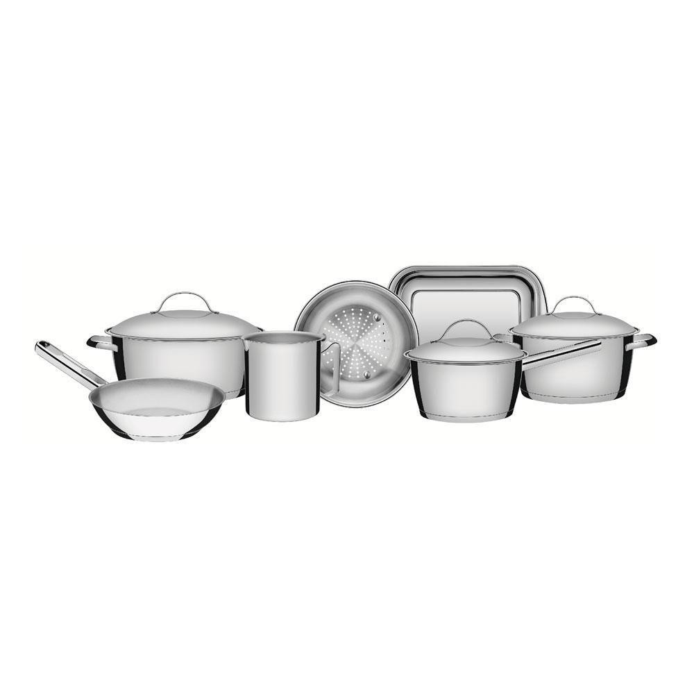Jogo De Panelas Allegra Aço Inox Fundo Triplo Tampas De Inox 7 Peças — Cozinha e Utensílios