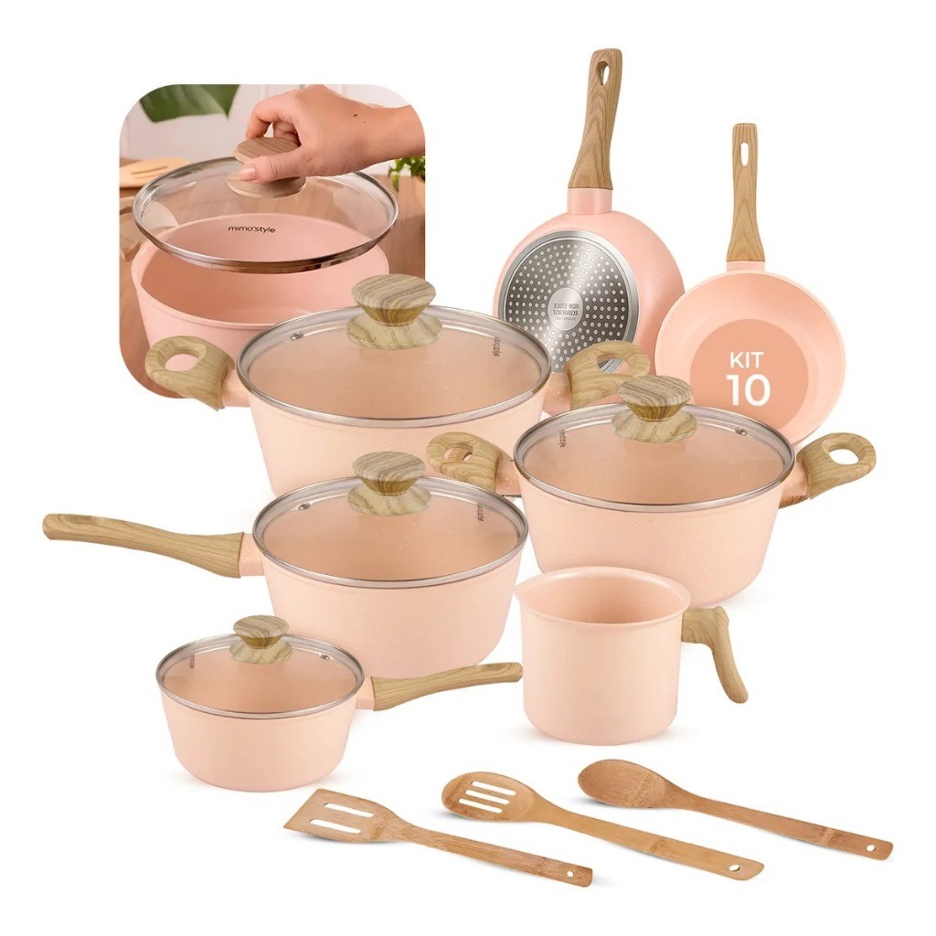 Jogo De Panelas Antiaderente Cerâmica Mimo Style 10 Peças — Cozinha e Utensílios