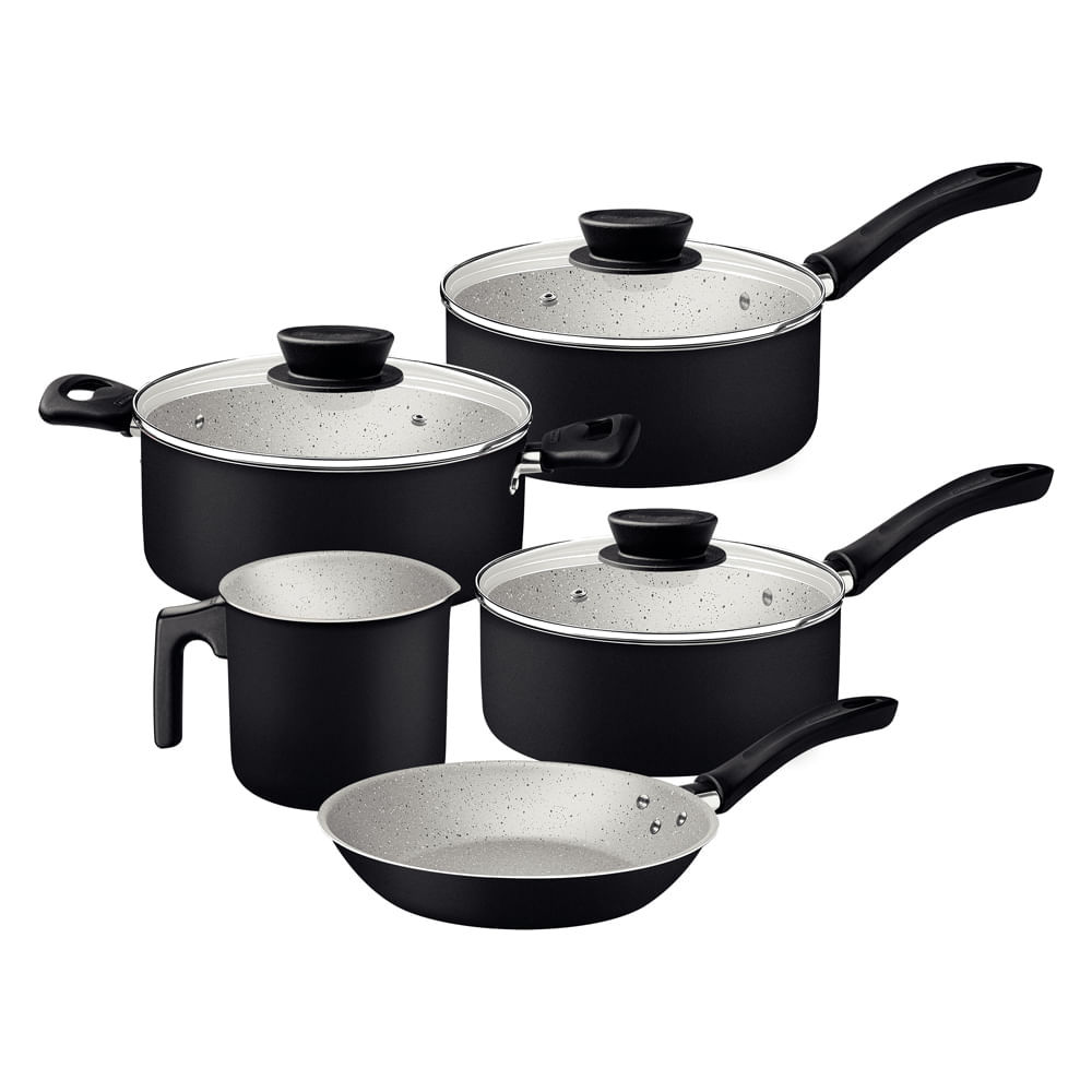 Jogo de Panelas Antiaderente Linz Tramontina 5Pçs Preto — Cozinha e Utensílios