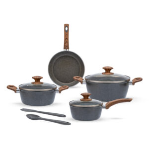 Jogo de Panelas Antiaderentes Ceramic Life com Indução 6 Pçs Marble