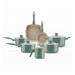 Jogo de Panelas Brinox Antiaderente Ceramic Life Easy 7 Peças Verde