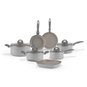 Jogo de Panelas Brinox Antiaderente Ceramic Life Marble Blend com