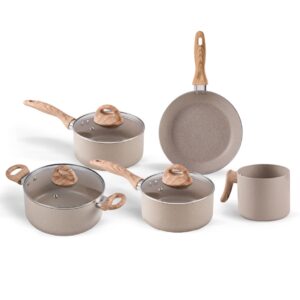 Jogo de Panelas Brinox Ceramic Life 5 peças Smart Plus Areia Com