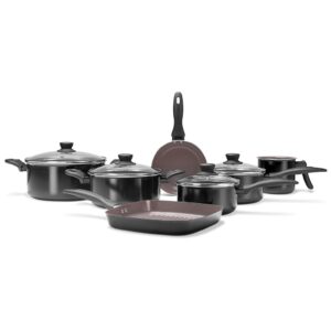 Jogo de Panelas Brinox Ceramic Life Easy 7 Peças Preto