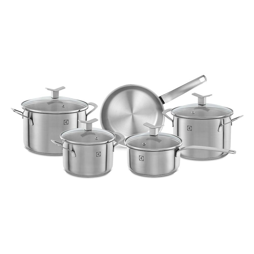 Jogo de Panelas Electrolux Inox com 5 Peças Design com Fundo Triplo — Cozinha e Utensílios