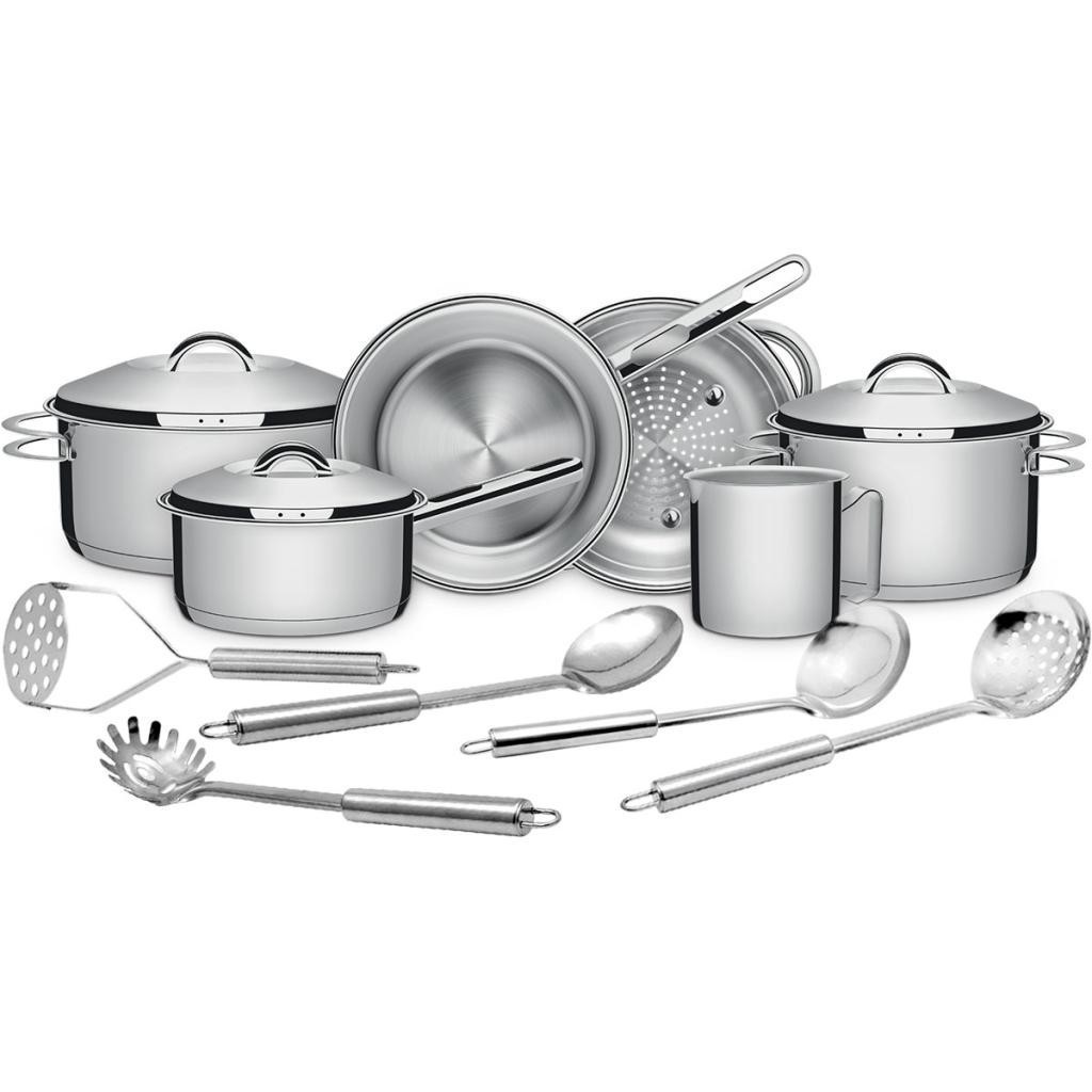 Jogo de Panelas em Aço Inox Tramontina Solar com Indução e Utensílios — Cozinha e Utensílios