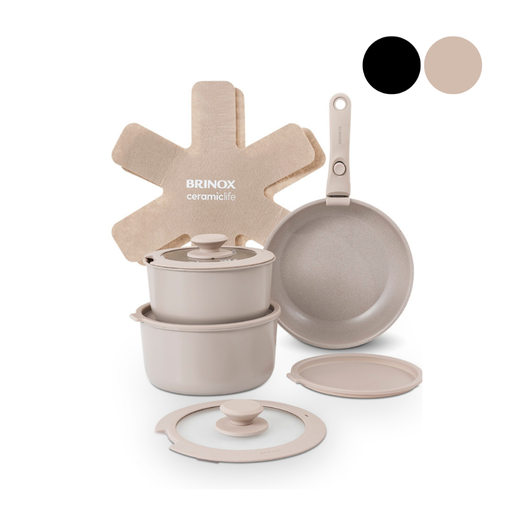 Jogo de Panelas Empilhável Brinox Ceramic Life Fit 10 Peças