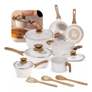 Jogo De Panelas Indução Kit 10 Peças Revestimento Cerâmico Style Cook
