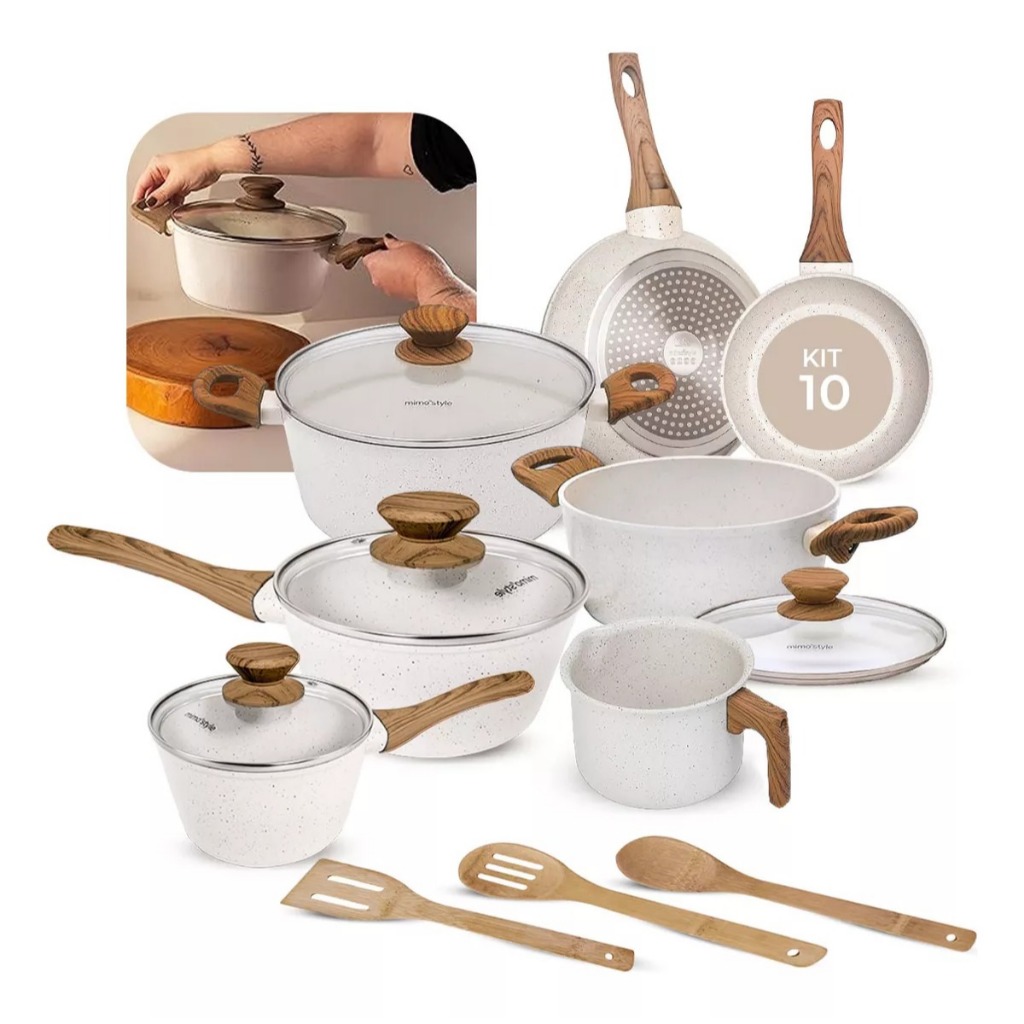 Jogo De Panelas Indução Kit 10 Peças Revestimento Cerâmico Style Cook — Cozinha e Utensílios