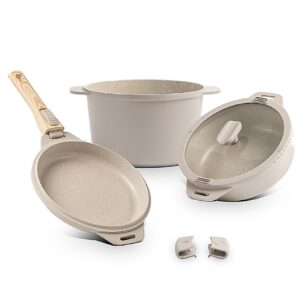 Jogo de Panelas Loft Empilhável Brinox 7 Peças Ceramic Life Com — Cozinha e Utensílios