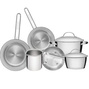 Jogo De Panelas Tramontina Allegra 6pçs Aço Inox Com Fundo Triplo