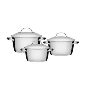 Jogo de Panelas Tramontina Allegra Aço Inox Com Fundo Triplo Tampas