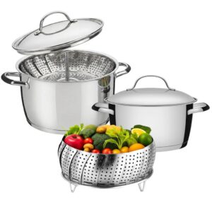 Jogo De Panelas Tramontina Allegra Aço Inox Indução 2pçs E Cesto Cozi