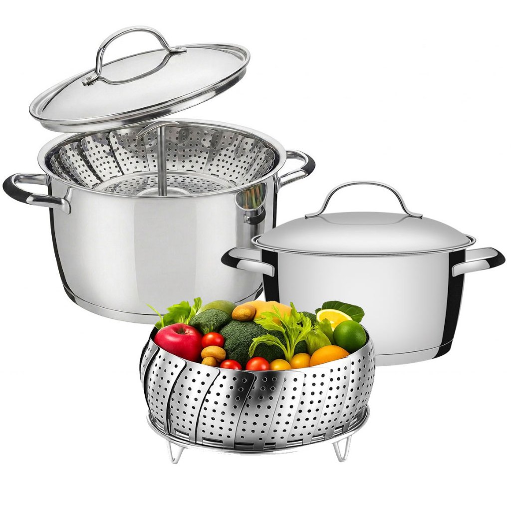Jogo De Panelas Tramontina Allegra Aço Inox Indução 2pçs E Cesto Cozi
