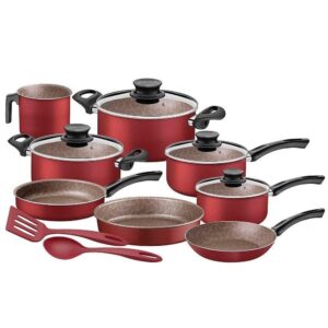 Jogo de Panelas Tramontina Paris Texture Antiaderente Cereja 10 Peças — Cozinha e Utensílios