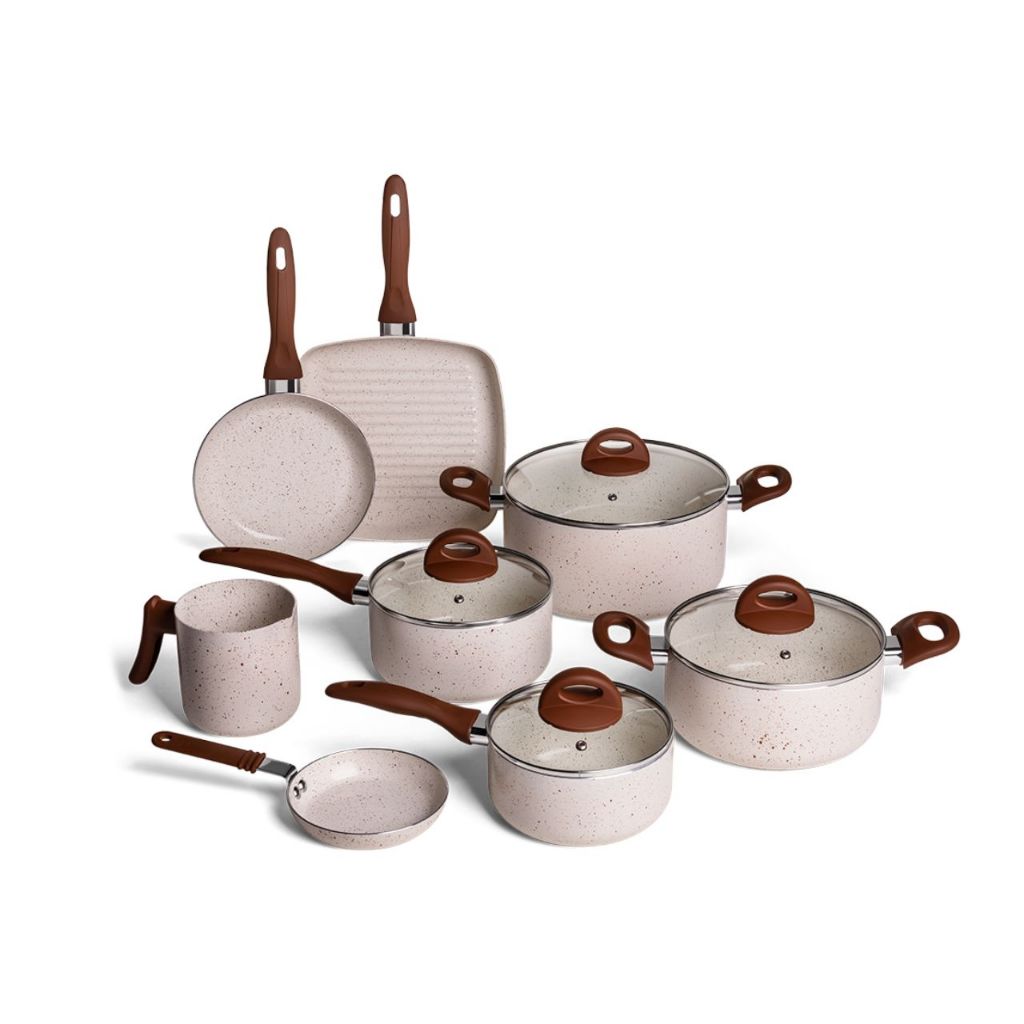Jogo de Panelas Vanilla Ceramic Life Brinox Smart Plus 8 Peças