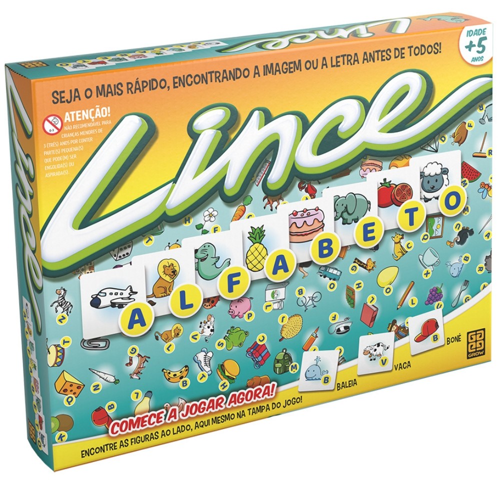 Jogo DE Tabuleiro Lince Alfabeto Grow Brinquedo Mesa Imagem Letras — Games e Brinquedos