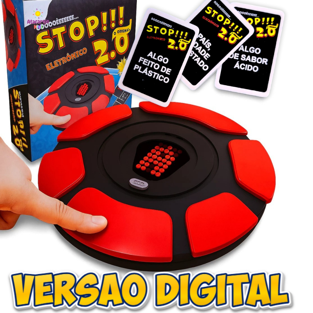 Jogo de Tabuleiro Stop 2.0 Eletrônico Caça Palavras para Família e