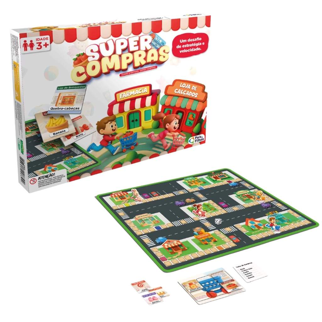 Jogo de Tabuleiro Super Compras Pais e Filhos — Brinquedos