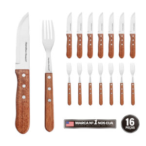 Jogo De Talheres Churrasco Faqueiro Inox 16 Peças Hamilton Beach Bbq