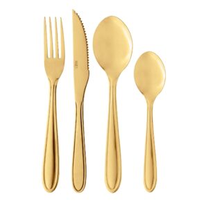 Jogo de Talheres Faqueiro 24 Peças Lyor Gastro Dourado Aço Inox 6