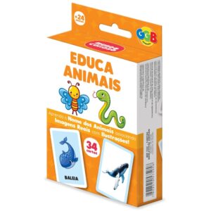 Jogo Educa Animais 34 Cartas Ggb Brinquedo Mesa Imagem Real Nome