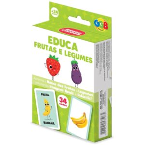 Jogo Educa Frutas E Legumes 34 Cartas Ggb Brinquedo Mesa Imagem Real