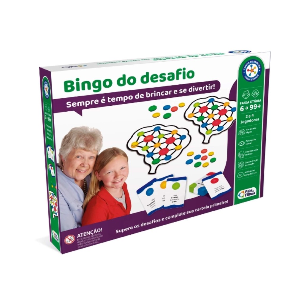 Jogo Educativo Bingo do Desafio 6+ anos Pais e Filhos Brinquedo