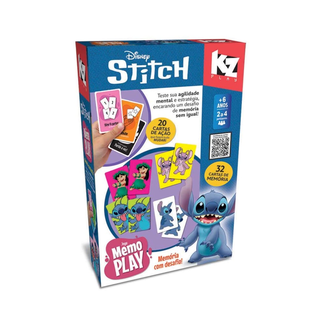Jogo Memo Play Stitch Memória com Desafio Elka 1284 Brinquedo