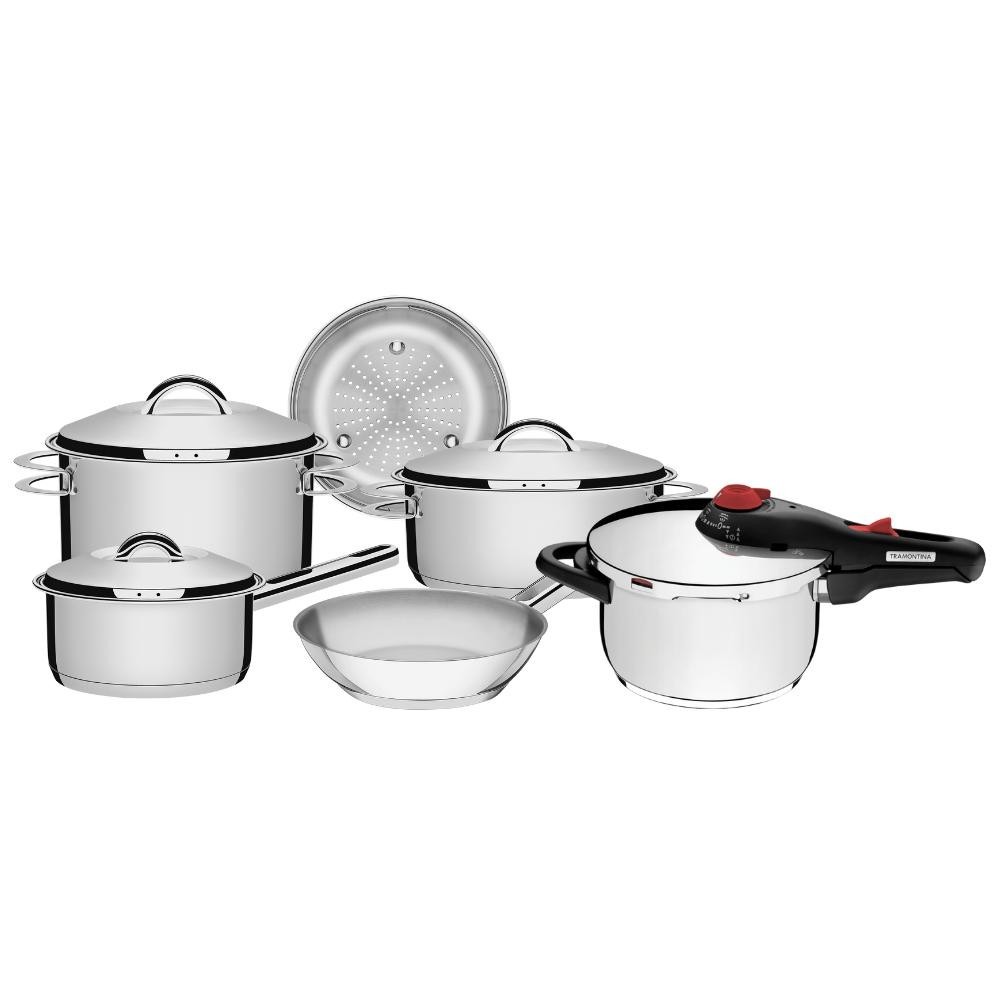 Jogo Panelas Tramontina Solar Inox 6 Peças Fundo Triplo — Cozinha e Utensílios