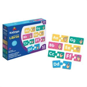 Jogo Quebra-Cabeça Infantil Aprendendo o Alfabeto em Libras com 52