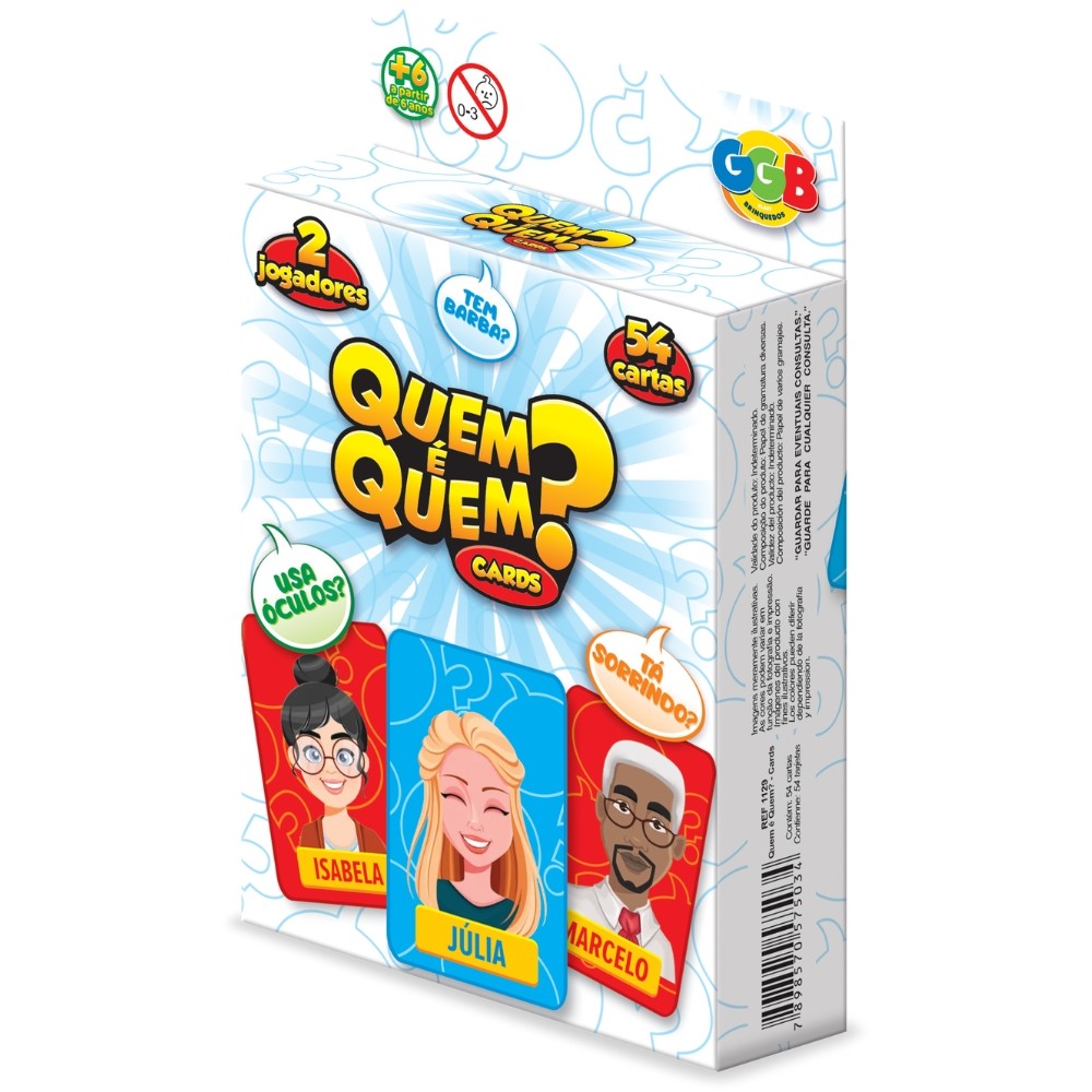 Jogo Quem É Quem? 54 Cartas Ggb Brinquedos Mesa Perguntas Cara A Cara