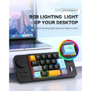 Jomaa Teclado Mecânico Com Fio Programável De 19 Teclas Hot-Swappable