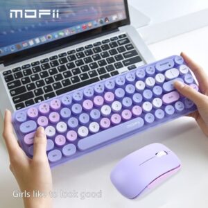 Jomaaa Mofii Teclado Sem Fio Colorido E Mouse Ergonômico Para