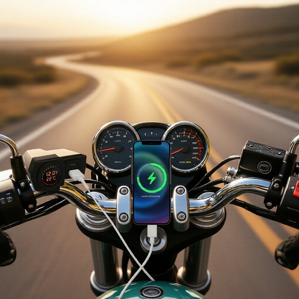 Kevanly 1 unidade Carregador para motocicleta USB+Type-C com — Celulares e Acessórios