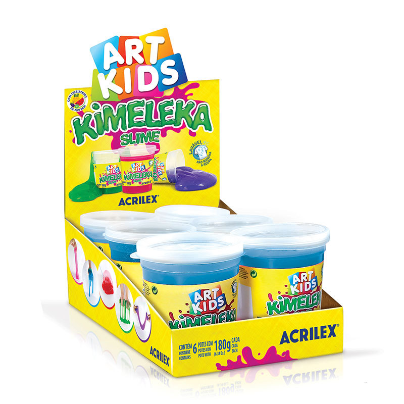 Kimeleka Slime Art Kids 180g Azul com 6 unidades Acrilex — Brinquedos